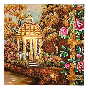 Картина "Беседка" из янтаря 20х30