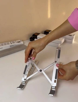 Подставка для ноутбуков и планшетов HQ-Tech Stabletron Aluminum Laptop Stand Silver для MacBook повышенная стойкость, складная конструкция ( цвет siilver) + тканевый чехол для хранения в комплекте