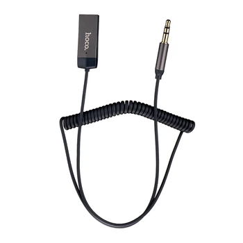 Bluetooth ресивер Hoco E78 Benefit car AUX BT receiver with cable Metal Gray