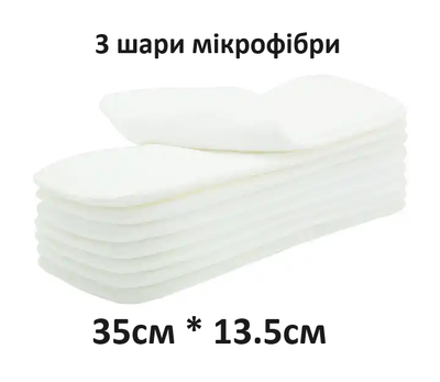 Вкладыш в многоразовый подгузник 3-х шаровый из микрофибры Happy Flute13,5x35 см