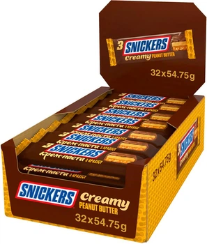 Упаковка батончиків Snickers Creamy 54.75 г х 32 шт