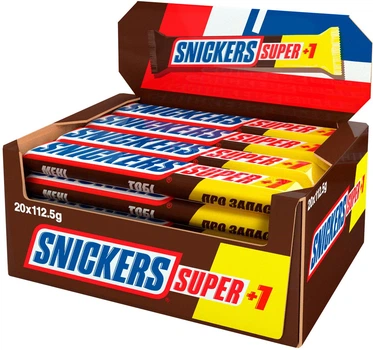 Упаковка батончиків Snickers Super+1 20 шт x 112.5 г