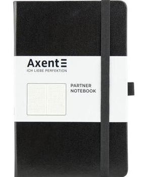 Записна книга Partner 12.5x19.5 cм 96 аркушів в крапку, чорна Axent