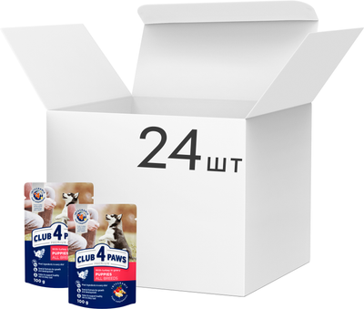 Влажный корм для щенков Club 4 Paws (Клуб 4 Лапы) Премиум с индейкой в соусе 100 г х 24 шт (4820215363181)(B5530311)