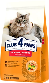 Сухий корм для кішок Club 4 Premium Hairball Control з ефектом виведення шерсті із травного тракту
