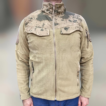 Армейская Кофта флисовая WOLFTRAP, теплая, размер XL, Койот, Камуфляжные вставки на рукава, плечи, карманы