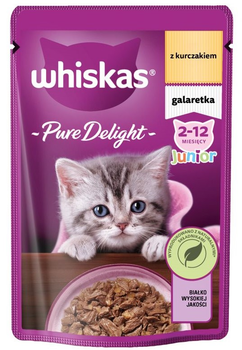 Вологий корм для котів Whiskas Junior з куркою в желе 85 г (5900951302602)