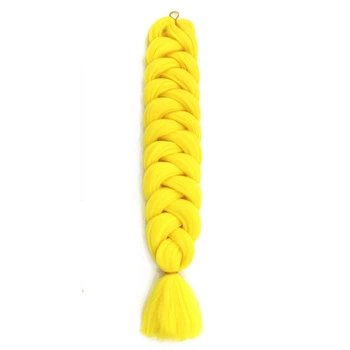 Канекалон Jumbo Braid однотонний жовтий коса довжина 100 см Вага 165 грам Термостійкий Yellow2/100