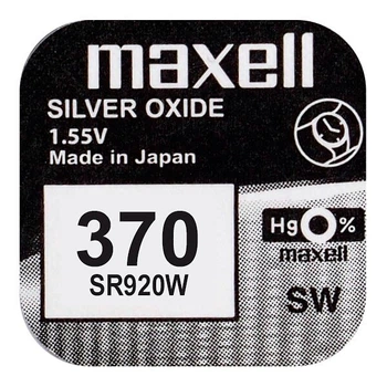 Батарейка серебрянно-цинковая Maxell 370 (SR920SW, AG6, 171), 1.55V, блистер