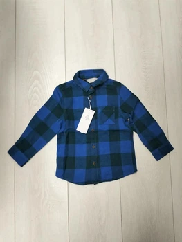Рубашка из хлопковой фланели в клетку синяя Primark 86см (400094773)
