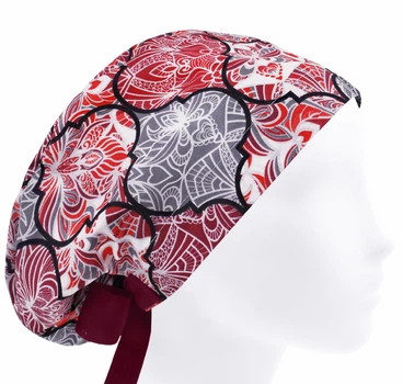 Медицинская шапочка женская HeadwearUniverse универсальная принт Марокко бордо