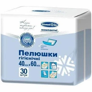 Пеленки универсальные гигиенические Белоснежка 40х60 №30 компактные