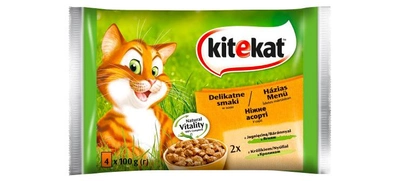 Вологий корм для котів Kitekat ніжні смаки в соусі з ягнятиною/кроликом 4 х 100 г (5900951134203)
