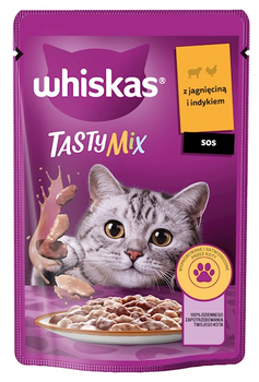 Mokra karma dla kotów Whiskas Tasty Mix z Jagnięciną i indykiem w sosie 85 g (4770608262426)