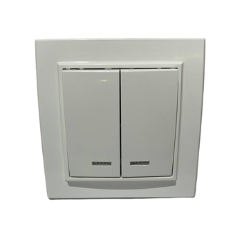 Выключатель двойной с подсветкой белый 10А COMFORT LUMANO