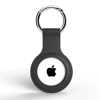 Защитный силиконовый чехол брелок для Apple Airtag на ключи / рюкзак / ошейник, черный "P" (77553682)