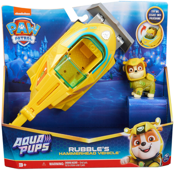 Samochód Spin Master Paw Patrol Aqua Pups Rubble's Hammerhead Vehicle z figurką (0778988446737)