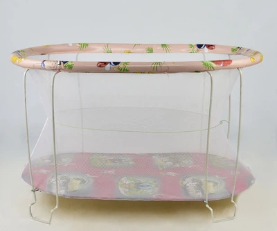 Манеж "Домики красные", овальный, мягкое дно, евро сетка. Pink (65071)