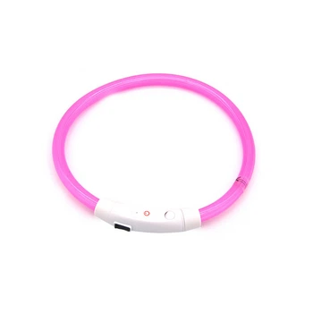 Світлодіодний LED нашийник Lesko L-18 Pink S USB водовідштовхувальний, що світиться, для собак і котів