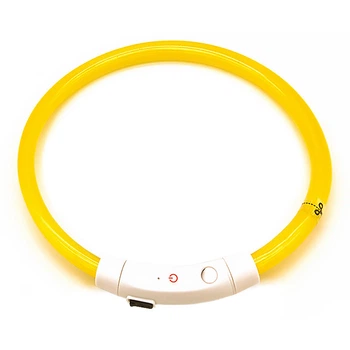 Светодиодный LED ошейник Lesko L-18 Yellow L USB светящийся водоотталкивающий для собак и котов