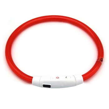 Світлодіодний LED нашийник Lesko L-18 Red L USB водовідштовхувальний, що світиться, для собак і котів