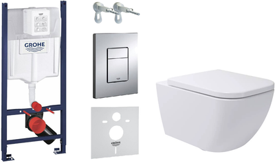 Інсталяція GROHE Rapid SL 38840000 (3873200A) c панеллю змиву Skate Cosmopolitan 38732000 + унітаз DEVIT Quadra 2030140 з сидінням Soft Close дюропласт
