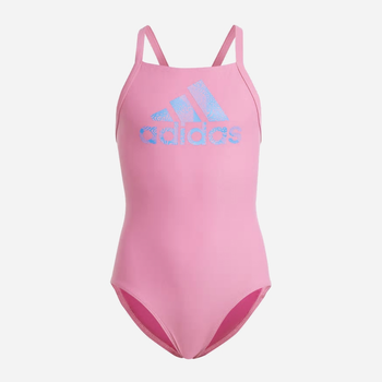 Підлітковий суцільний купальник для басейну для дівчинки Adidas Big Logo Suit IA5416 164 см Рожевий (4066761010227)
