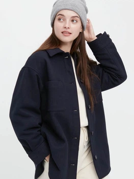 Куртка демисезонная удлиненная женская Uniqlo 631817310 S Синяя (1159796667)