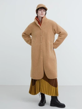 Пальто осіннє довге жіноче Uniqlo 393608141 XL Коричневе (1159797455)