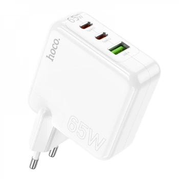 Сетевое зарядное устройство 65W GaN 2PD QC 3.0 Hoco C115A — White