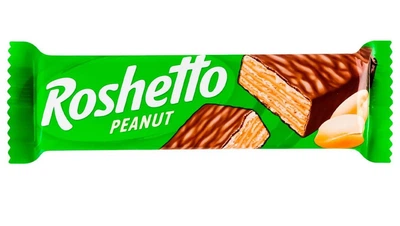 Упаковка вафельних батончиків Roshen Roshetto Peanut з арахісом 25 шт х 34 г