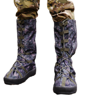 Тактичні водовідштовхувальні військові бахіли гамашіі для взуття від дощу та грязі для захисту на берці Темний піксель L ( 42-45 розмір)