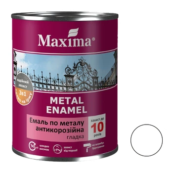 Эмаль 3 в 1 белая антикоррозийная по металлу Maxima 0,75 кг