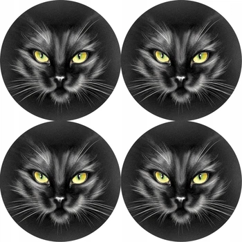 Набір круглих підкладок, 4D килимків, на стіл 33 х 33см 4шт, Black Cat (5905342640219)