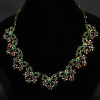Кольє від Michal Negrin "Вікторіанський Світанок" із зеленими кристалами Swarovski