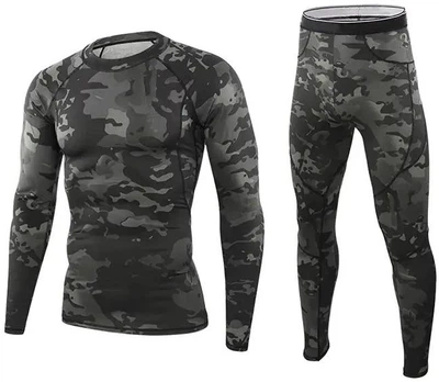 Термобелье мужское зимнее комплект кофта и кальсоны на флисе Sport Camo Grey +5-15°С 3XL Камуфляж серый