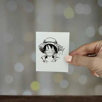 Временная татуировка, фальшивое тату на тело "Ван Пис. One Piece. Большой куш. Монки Д. Луффи" (Тату0005)