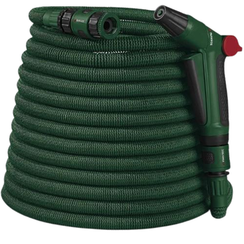 Шланг садовый поливочный Parkside Flexi растягивается до 30м с распылителем green.