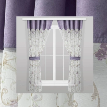 Завіска легка у квіти з щільним отзобленням Adagio Windows Decor Селена 2 - різнокольорові прозорі кухонні штори