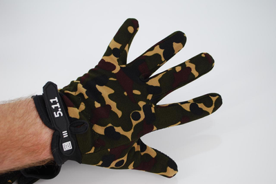 Перчатки тактические с пальцами трикотажные камуфляж 9061_Camouflage