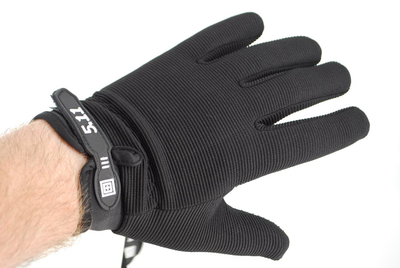 Тактичні рукавички з пальцями трикотажні чорні 9061_Black