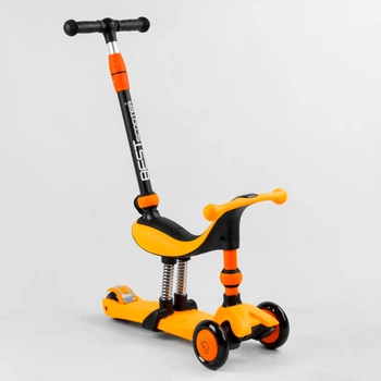 Самокат велобіг 3в1 триколісний BS-50584 Best Scooter колеса PU зі світлом, сидіння, амортизатори, батьківська ручка