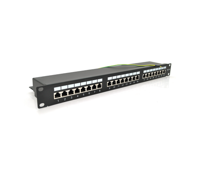 Патч-панель PiPo 24 порти FTP кат 5Е 19 "1U екранована чорна Q10