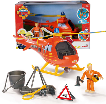 Helikopter strażacki Simba Fireman Sam Wallaby z figurką i akcesoriami Czerwony (4006592073312)