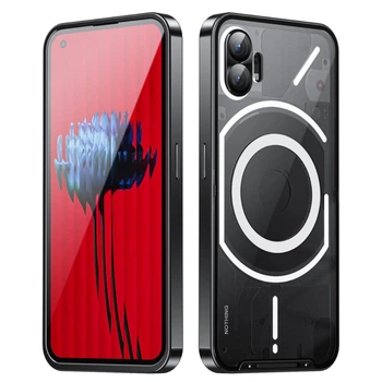 Чохол накладка Metal Glass для Nothing Phone (2) з металевим кільцем та додатковим захистом на камеру black