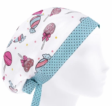 Медицинская шапочка женская HeadwearUniverse универсальная принт Конфетки на белом