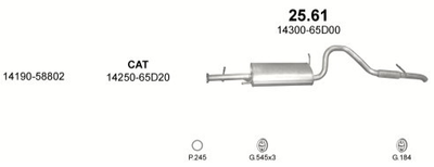 Глушитель Suzuki Grand Vitara 2.0i-16V 4X4, 2.5i-V6-24V 4X4 98-05 Polmostrow (25.61) (850314)