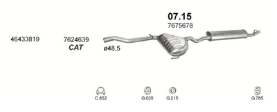 Глушитель Fiat Tempra 90-97 1.4ie/1.6ie kat Polmostrow (07.15) (850715)