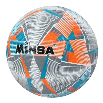 Мяч футбольный Minsa MS-3713 TPU, ламинированный, размер 5, вес 400-420 г, Серо-Голубой ручной шов