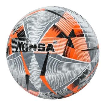 Мяч футбольный Minsa MS-3713 TPU, ламинированный, размер 5, вес 400-420 г, Серо-Черный ручной шов